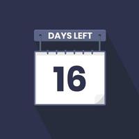 16 dagen links countdown voor verkoop Promotie. 16 dagen links naar Gaan promotionele verkoop banier vector