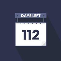 112 dagen links countdown voor verkoop Promotie. 112 dagen links naar Gaan promotionele verkoop banier vector