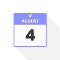 augustus 4 kalender icoon. datum, maand kalender icoon vector illustratie
