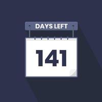 141 dagen links countdown voor verkoop Promotie. 141 dagen links naar Gaan promotionele verkoop banier vector