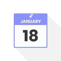 januari 18 kalender icoon. datum, maand kalender icoon vector illustratie