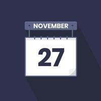 27e november kalender icoon. november 27 kalender datum maand icoon vector illustrator