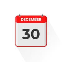 30e december kalender icoon. december 30 kalender datum maand icoon vector illustrator