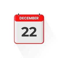 22e december kalender icoon. december 22 kalender datum maand icoon vector illustrator