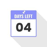 4 dagen links countdown verkoop icoon. 4 dagen links naar Gaan promotionele banier vector