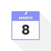 maart 8 kalender icoon. datum, maand kalender icoon vector illustratie