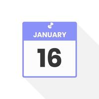 januari 16 kalender icoon. datum, maand kalender icoon vector illustratie