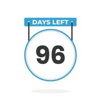 96 dagen links countdown voor verkoop Promotie. 96 dagen links naar Gaan promotionele verkoop banier vector