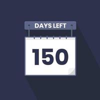 150 dagen links countdown voor verkoop Promotie. 150 dagen links naar Gaan promotionele verkoop banier vector