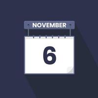 6e november kalender icoon. november 6 kalender datum maand icoon vector illustrator