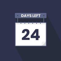 24 dagen links countdown voor verkoop Promotie. 24 dagen links naar Gaan promotionele verkoop banier vector