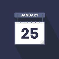 25e januari kalender icoon. januari 25 kalender datum maand icoon vector illustrator