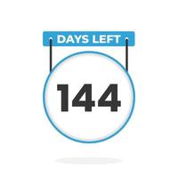 144 dagen links countdown voor verkoop Promotie. 144 dagen links naar Gaan promotionele verkoop banier vector