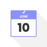 juni 10 kalender icoon. datum, maand kalender icoon vector illustratie