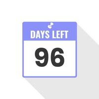 96 dagen links countdown verkoop icoon. 96 dagen links naar Gaan promotionele banier vector