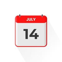 14e juli kalender icoon. juli 14 kalender datum maand icoon vector illustrator