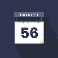 56 dagen links countdown voor verkoop Promotie. 56 dagen links naar Gaan promotionele verkoop banier vector