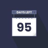 95 dagen links countdown voor verkoop Promotie. 95 dagen links naar Gaan promotionele verkoop banier vector
