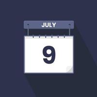 9e juli kalender icoon. juli 9 kalender datum maand icoon vector illustrator