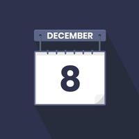 8e december kalender icoon. december 8 kalender datum maand icoon vector illustrator