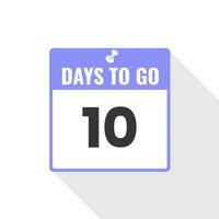 10 dagen links countdown verkoop icoon. 10 dagen links naar Gaan promotionele banier vector