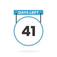 41 dagen links countdown voor verkoop Promotie. 41 dagen links naar Gaan promotionele verkoop banier vector