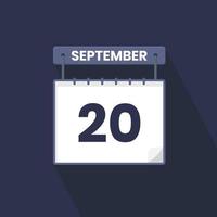 20e september kalender icoon. september 20 kalender datum maand icoon vector illustrator