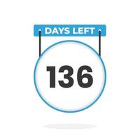 136 dagen links countdown voor verkoop Promotie. 136 dagen links naar Gaan promotionele verkoop banier vector