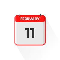 11e februari kalender icoon. februari 11 kalender datum maand icoon vector illustrator