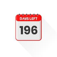 countdown icoon 196 dagen links voor verkoop Promotie. promotionele verkoop banier 196 dagen links naar Gaan vector