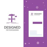 bedrijf logo voor bouwen. engineering. hamer. reparatie. onderhoud. verticaal Purper bedrijf .bezoeken kaart sjabloon. creatief achtergrond vector illustratie