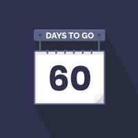 60 dagen links countdown voor verkoop Promotie. 60 dagen links naar Gaan promotionele verkoop banier vector
