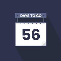 56 dagen links countdown voor verkoop Promotie. 56 dagen links naar Gaan promotionele verkoop banier vector