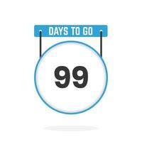 99 dagen links countdown voor verkoop Promotie. 99 dagen links naar Gaan promotionele verkoop banier vector