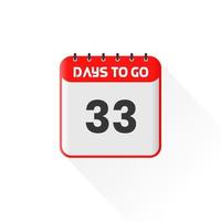 countdown icoon 33 dagen links voor verkoop Promotie. promotionele verkoop banier 33 dagen links naar Gaan vector