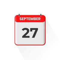 27e september kalender icoon. september 27 kalender datum maand icoon vector illustrator