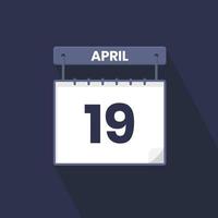19e april kalender icoon. april 19 kalender datum maand icoon vector illustrator