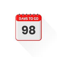 countdown icoon 98 dagen links voor verkoop Promotie. promotionele verkoop banier 98 dagen links naar Gaan vector