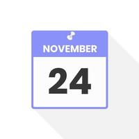 november 24 kalender icoon. datum, maand kalender icoon vector illustratie