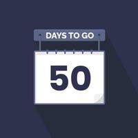 50 dagen links countdown voor verkoop Promotie. 50 dagen links naar Gaan promotionele verkoop banier vector