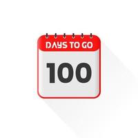 countdown icoon 100 dagen links voor verkoop Promotie. promotionele verkoop banier 100 dagen links naar Gaan vector
