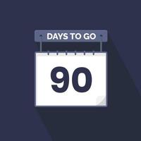 90 dagen links countdown voor verkoop Promotie. 90 dagen links naar Gaan promotionele verkoop banier vector