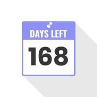 168 dagen links countdown verkoop icoon. 168 dagen links naar Gaan promotionele banier vector
