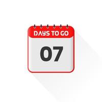 countdown icoon 7 dagen links voor verkoop Promotie. promotionele verkoop banier 7 dagen links naar Gaan vector