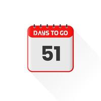 countdown icoon 51 dagen links voor verkoop Promotie. promotionele verkoop banier 51 dagen links naar Gaan vector