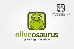 olijfosarus logo tekenfilm karakter. logo van een grappig en gelijkend op dinosaurus. dinosaurus tekenfilm karakter vector logo sjabloon.