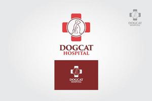 hond kat ziekenhuis vector logo sjabloon. vector logo stijl silhouet kruis incorporeren met hond en kat. zijn mooi zo voor huisdier winkel, huisdier huis, kliniek, zorg, of andere huisdier werkzaamheid.