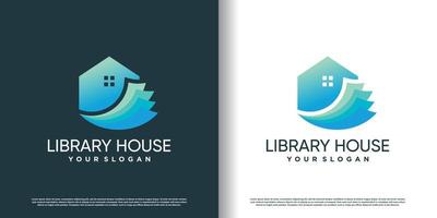 bibliotheek logo sjabloon met huis stijl premie vector