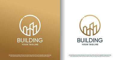 abstract gebouw logo met gouden concept vector