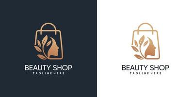 schoonheid winkel logo sjabloon met creatief stijl premie vector